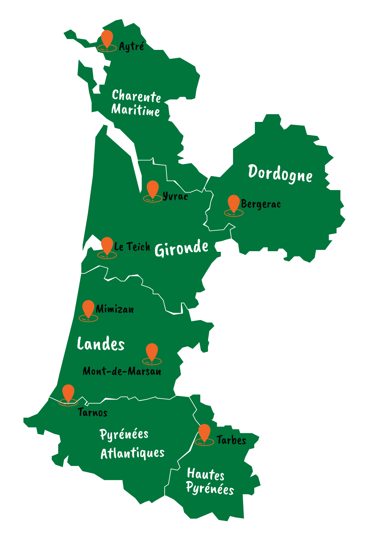 Carte agences ISOFACE Les agences ISO&FACE en Dordogne, gironde et dans les Landes
